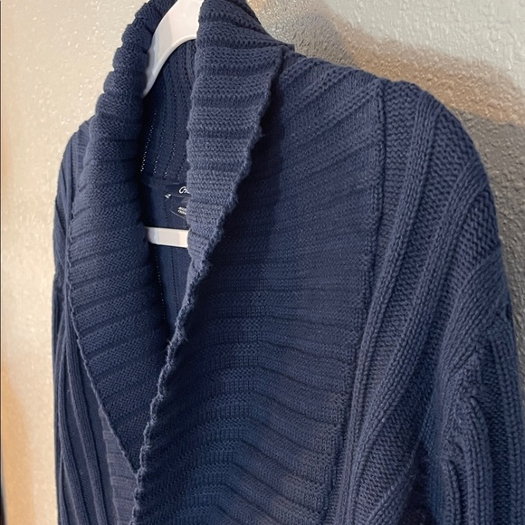 Chadwicks Navy Blue Ribbed Thick Knit Sweater, Shawl Collar Pullover Size L - Picture 6 of 12